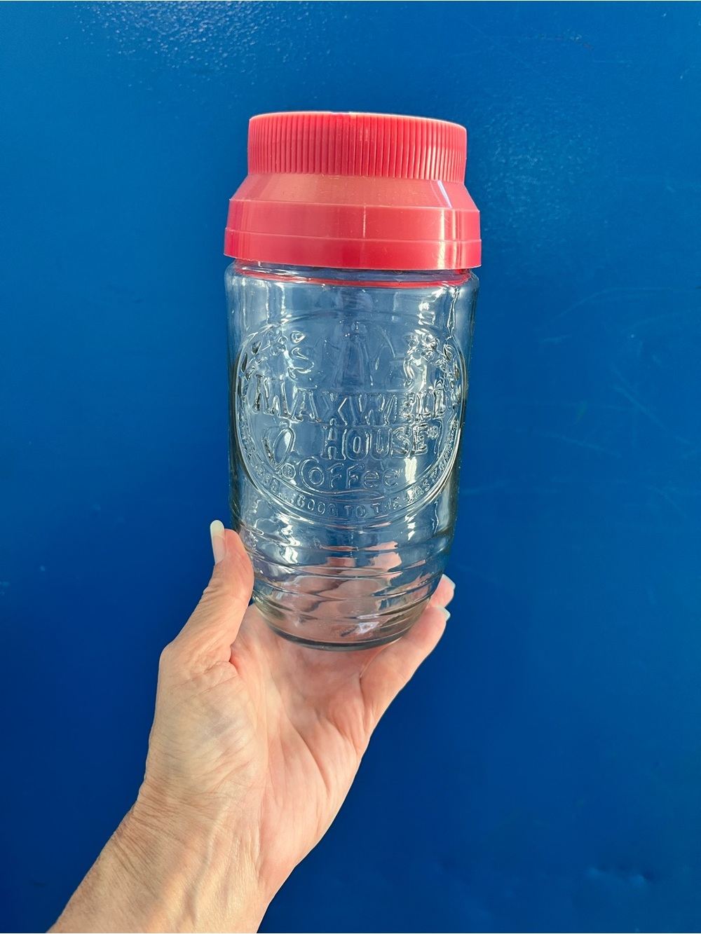 Vintage Maxwell House Coffee Clear Glass Jar